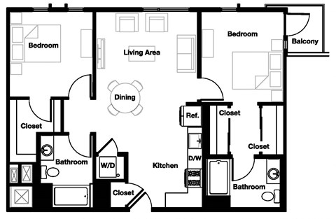 2 bed 2 bath 2C - 2C AHP Floor Plan at L Seven, San Francisco